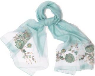 Saachi Floral Embroidered Scarf in Aqua at Nordstrom Rack