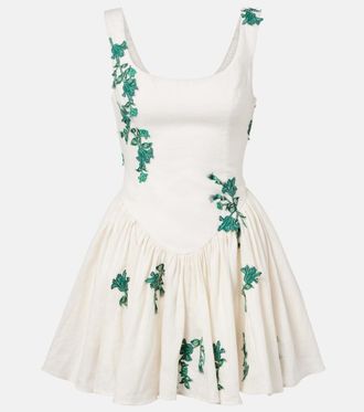 Agua Bendita Pluma embroidered cotton minidress