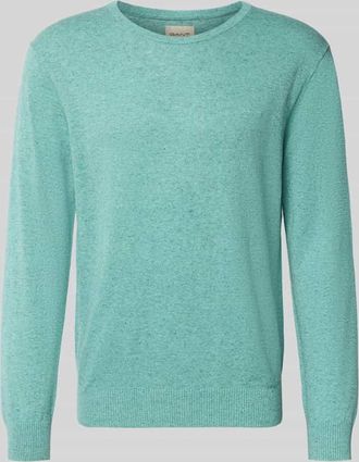 GANT Longsleeve mit Leinen-Anteil in Helltuerkis Melange, Gr&ouml;&szlig;e XXXL