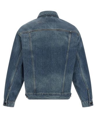 Carhartt Work in Progress Mens Jacket Helston Blue Destroy Wash Wash-Splatter Cotton Smith Denim Wash/splatter smith