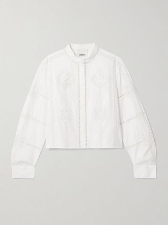 Isabel Marant Camicia In Popeline Di Cotone Con Finiture Crochet Serena - Bianco