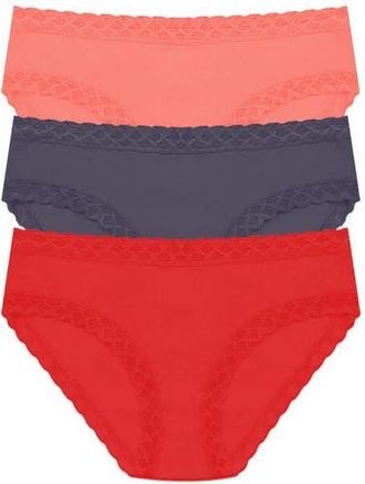 Natori Bliss Cotton Girl Brief 3-Pack in Neon Coral/greystone/paprika at Nordstrom, Size Xx-Large
