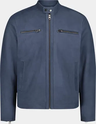 Robert Graham Mens Artino Leather Band-Collar Race Jacket