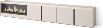 Skraut Home Skraut Home - Mueble Tv, Televisi&oacute;n, Muebles De Sal&oacute;n, Almacenaje, 315x35x50cm, Para Tv Hasta 80, Chimenea El&eacute;ctrica Xxl, Estilo Moderno, Beige
