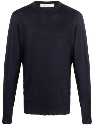 Golden Goose logo-patch wool jumper - men - Virgin Wool - S - Blue