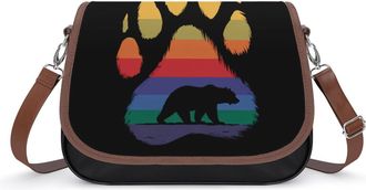 Generic LGBT Gay Rainbow Bear Paw Crossbody Bags for Women Shoulder Messenger Bag Purse Handbags