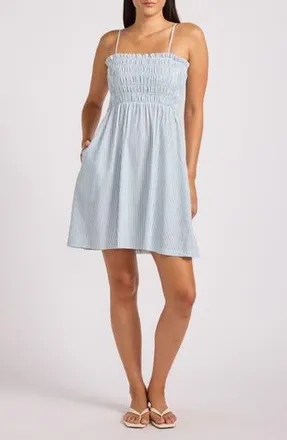 Seafolly Beach Club Linen Blend Cover-Up Dress in Powder Blue at Nordstrom Rack, Size X-Small