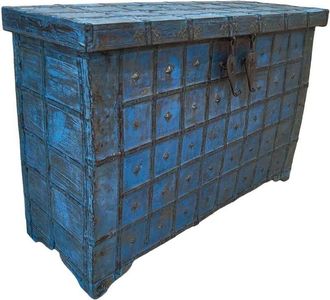 Wanderlust Deco Ba&uacute;l De Madera Artesanal 108x41x83h Cm