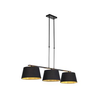 QAZQA Lampada a sospensione con paralume combi - Moderno - Acciaio,Cotone - Nero - Oblungo/Tondo Max. 3 x Watt - Qazqa