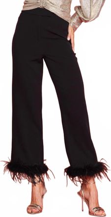 Skies Are Blue Clothing Feather Trim Trouser In Black