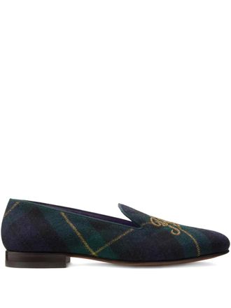 Ralph Lauren Purple Label Loafers met geborduurde tartan ruit - Blauw