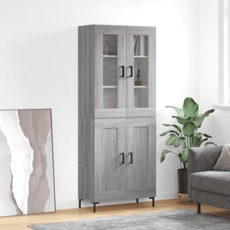 vidaXL Vidaxl - Aparador Alto Madera Contrachapada Gris Sonoma 69,5x34x180 Cm