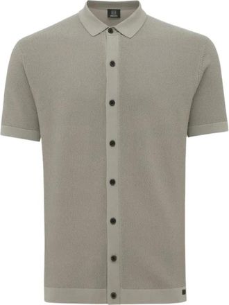 Genti Polo Button SS K2046-1260 - Heren - Korte mouwen Overhemden - Grijs - M - Nylon - Overhemden