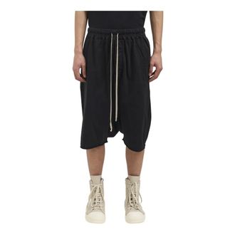Rick Owens Long Shorts, male, Black, Size: M Bermuda Drawstring Pods