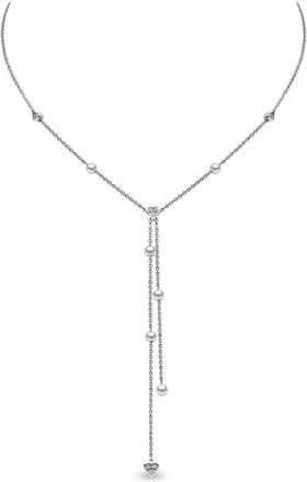 Yoko London 18kt white gold diamond pearl Trend necklace - women - Diamond/18kt White Gold/Freshwater Pearl - One Size - Silver