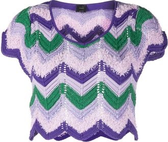 Pinko crochet-knit crop top - women - Metallic Fibre - M - Purple