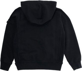 Stone Island Boys Black Hoodie With Logo Patch Cotton Hoods & Sweatshirts
