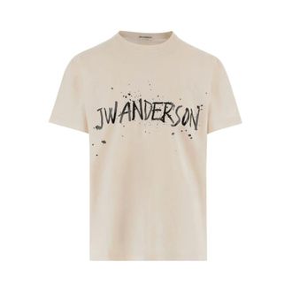 J.W.Anderson T-Shirts, male, Beige, Size: S Circular T-shirt