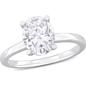 Delmar Sterling Silver Oval Moissanite Solitaire Ring in White Silver at Nordstrom Rack, Size 7