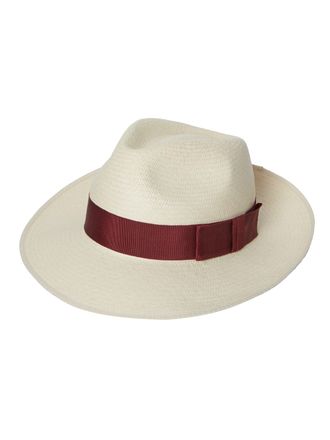 Oliver Brown Panama Hat Semi Down Brim - Burgundy Band