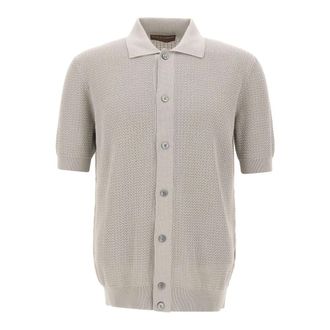 FILIPPO DE LAURENTIIS Crepe Katoenen Crew-Neck Shirt - Heren - Vesten - Grijs - M - Katoen - Truien & Vesten