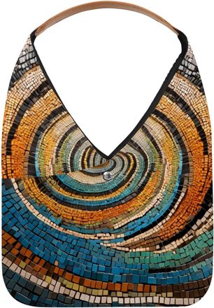 Generic Mosaic Spiral Pattern Reusable Lightweight Grocery Bags - Foldable Into Compact Pouch, Washable & Sturdy, Multipurpose for Shopping and Travel