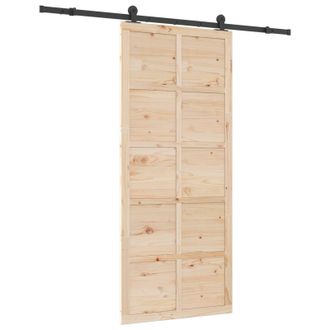 vidaXL Puerta Corredera Natural 100 X 208 Cm Madera De Pino Maciza Vidaxl
