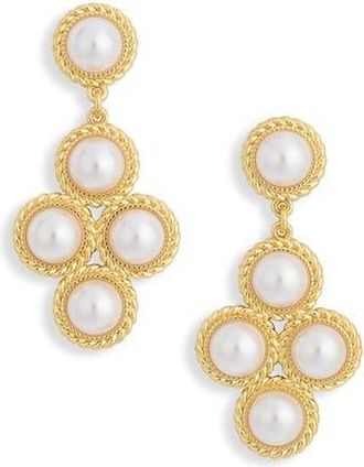 Frasier Sterling Windsor Faux Pearl Drop Earrings in Gold at Nordstrom Rack