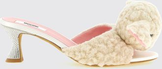 Moschino Sandali mules Teddy Bear in lana con strass e tacco a rocchetto