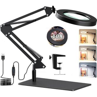OEM L&aacute;mpara Con Aumento De 10x - Brazo Giratorio Ajustable - 3 Modos De Color - 10 Niveles De Brillo - Di&aacute;metro De La Lente: 105 Mm - Para Manualidades Y 