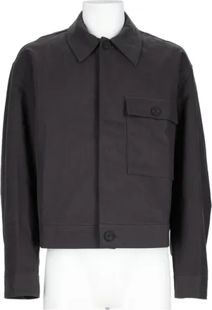 STUDIO NICHOLSON Cropped Boxy Grey Sports Jacket With Classic Collar