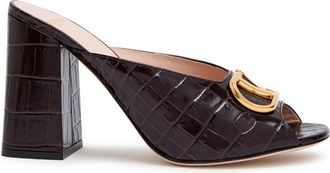 Valentino 90 Vlogo Crocodile-effect Leather Mules - Brown - 36 (IT36 / UK3)