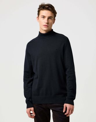 Wrangler Rollkragenpullover WRANGLER WRANGLER Rollkragenpullover Turtleneck, Herren, Gr. S, schwarz, Obermaterial: 50% Baumwolle CO. 45% Polyamid PA. 5% Wolle 