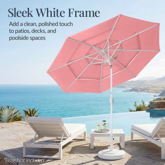Best Choice Products 10ft 3-Tier Patio Umbrella White Pole, Outdoor Market Umbrella Steel Pole