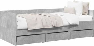 vidaXL Cama De D&iacute;a Con Caj&oacute;n Gris Hormig&oacute;n Madera De Ingenier&iacute;a Vidaxl