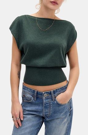 BDG Bailey Boat Neck Knit Crop Top in Khaki at Nordstrom, Size Small