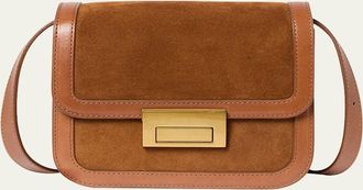 Loeffler Randall Desi Flap Suede and Leather Crossbody Bag