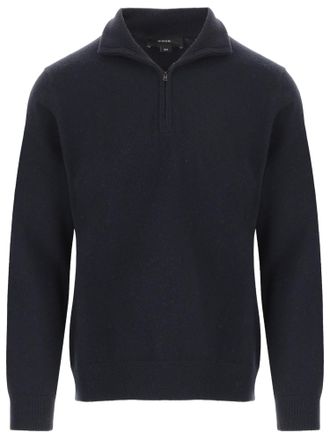 Vince Navy Half-Zip Ribbed Cashmere Sweater