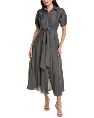 BGL Fashion Bgl Tie Front Midi Shirtdress