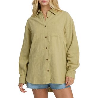Billabong Wanderer Solid Cotton Shirt in Cactus at Nordstrom, Size X-Small