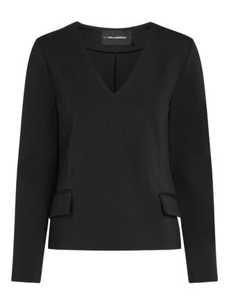 Karl Lagerfeld flap-pocket top - women - Cotton/Polyester/Fabric - S - Black