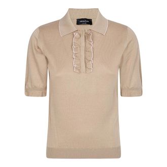 Fabiana Filippi Polo Shirts, female, Beige, Size: 2XS Silk and stretch cotton polo shirt