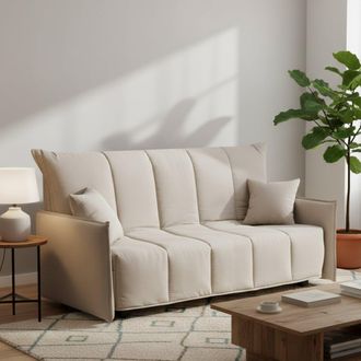 Dmora Sofa Cama Dabarc, Sof&aacute; De 3 Plazas, 100% Made In Italy, Sof&aacute; De Sal&oacute;n Con Apertura Trolley, En Tela Acolchada, Con Reposabrazos Est&aacute;ndar, Cm 190x90h85