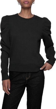 Rebecca Minkoff Janine Puff Sleeve Sweatshirt in True Black at Nordstrom, Size Medium