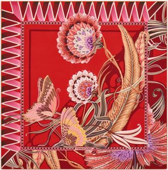 Ferragamo Donna Foulard in seta stampa Giada Rosso
