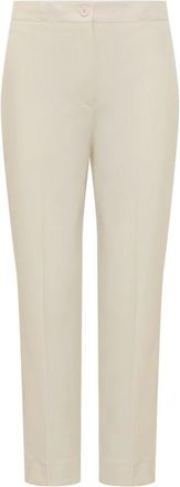 Semicouture Cropped broek - Dames - Vrijetijds broeken - Beige - XS - Leer - Broeken