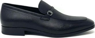 Ferragamo Black Calfskin Slip-On Mens Loafers