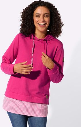 Casual Looks Kapuzensweatshirt CASUAL LOOKS, Damen, Gr. 36, fuchsia, 50% Baumwolle, 50% Polyester, gemustert, gestreift, unifarben, Sweatshirts Kapuzensweatshirt