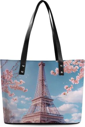 Generic Paris Eiffel Tower Flower Tote Bags for Women Cute Shoulder Purses Handbags
