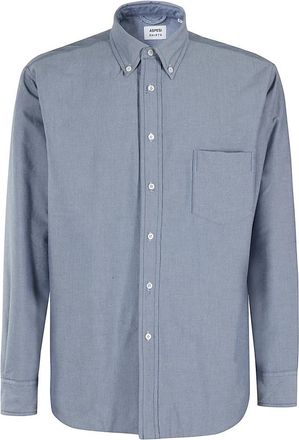 Aspesi Gevoerde Jas - Heren - Casual Overhemden - Blauw - 2XL - Katoen - Overhemden